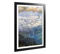 Big Box Art Framed Print of Hans Thoma Mountain Landscape Design | Wall Art Picture | Home Decor for Kitchen, Living, Dining Room, Bedroom, Hallway, Office, Black, A2 / 24.5x18 Inch / 62x45cm
