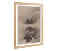 Big Box Art Framed Print of Hashimoto Gaho Snow Landscape Oriental Design | Wall Art Picture | Home Decor for Kitchen, Living Room, Bedroom, Hallway, Oak, A2 / 24.5x18 Inch / 62x45cm
