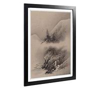 Big Box Art Framed Print of Hashimoto Gaho Snow Landscape Oriental Design | Wall Art Picture | Home Decor for Kitchen, Living Room, Bedroom, Hallway, Black, A2 / 24.5x18 Inch / 62x45cm