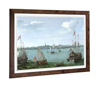 Big Box Art Framed Print of Hendrick Cornelisz Vroom Ships Design | Wall Art Picture | Home Decor for Kitchen, Living, Dining Room, Bedroom, Hallway, Office, Walnut, A2 / 24.5x18 Inch / 62x45cm
