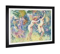 Big Box Art Framed Print of Henri-Edmond Cross The Nymphs Design | Wall Art Picture | Home Decor for Kitchen, Living, Dining Room, Bedroom, Hallway, Office, Black, A2 / 24.5x18 Inch / 62x45cm
