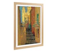 Big Box Art Framed Print of Henri Le Sidaner Street Steps Design | Wall Art Picture | Home Decor for Kitchen, Living, Dining Room, Bedroom, Hallway, Office, Oak, A2 / 24.5x18 Inch / 62x45cm