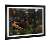 Big Box Art Framed Print of Henri Rousseau Le Reve Design | Wall Art Picture | Home Decor for Kitchen, Living, Dining Room, Lounge, Bedroom, Hallway, Office, Black, A2 / 24.5x18 Inch / 62x45cm