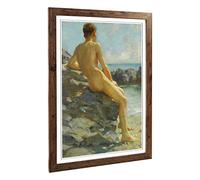 Big Box Art Framed Print of Henry Scott Tuke Beach 2 Design | Wall Art Picture | Home Decor for Kitchen, Living, Dining Room, Bedroom, Hallway, Office, Walnut, A2 / 24.5x18 Inch / 62x45cm