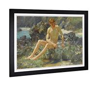Big Box Art Framed Print of Henry Scott Tuke Beach Design | Wall Art Picture | Home Decor for Kitchen, Living, Dining Room, Lounge, Bedroom, Hallway, Office, Black, A2 / 24.5x18 Inch / 62x45cm