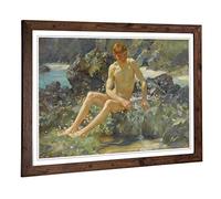 Big Box Art Framed Print of Henry Scott Tuke Beach Design | Wall Art Picture | Home Decor for Kitchen, Living, Dining Room, Lounge, Bedroom, Hallway, Office, Walnut, A2 / 24.5x18 Inch / 62x45cm
