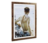 Big Box Art Framed Print of Henry Scott Tuke Beach Study Design | Wall Art Picture | Home Decor for Kitchen, Living, Dining Room, Bedroom, Hallway, Office, Walnut, A2 / 24.5x18 Inch / 62x45cm