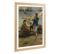 Big Box Art Framed Print of Henry Scott Tuke Returning Design | Wall Art Picture | Home Decor for Kitchen, Living, Dining Room, Bedroom, Hallway, Office, Oak, A2 / 24.5x18 Inch / 62x45cm