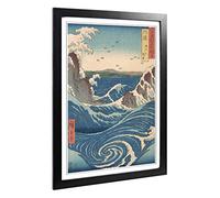 Big Box Art Framed Print of Hiroshige Japanese Oriental Awa Province, Naruto Whirlpools Copy Design | Wall Art Picture| Home Decor for Living Room, Bedroom, Black, A2 / 24.5x18 Inch / 62x45cm