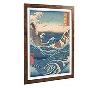Big Box Art Framed Print of Hiroshige Japanese Oriental Awa Province, Naruto Whirlpools Copy Design | Wall Art Picture| Home Decor for Living Room, Bedroom, Walnut, A2 / 24.5x18 Inch / 62x45cm