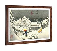 Big Box Art Framed Print of Hiroshige Japanese Oriental Kanbara Design | Wall Art Picture | Home Decor for Kitchen, Living Room, Bedroom, Hallway, Walnut, A2 / 24.5x18 Inch / 62x45cm
