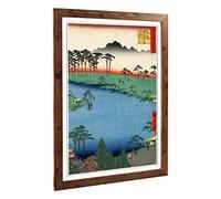 Big Box Art Framed Print of Hiroshige Japanese Oriental Shrine Design | Wall Art Picture | Home Decor for Kitchen, Living Room, Bedroom, Hallway, Walnut, A2 / 24.5x18 Inch / 62x45cm