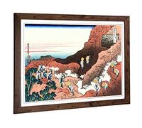 Big Box Art Framed Print of Hokusai Japanese Oriental Climbing Mt Fuji Design | Wall Art Picture | Home Decor for Kitchen, Living Room, Bedroom, Hallway, Walnut, A2 / 24.5x18 Inch / 62x45cm