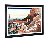 Big Box Art Framed Print of Hokusai Japanese Oriental Climbing Mt Fuji Design | Wall Art Picture | Home Decor for Kitchen, Living Room, Bedroom, Hallway, Black, A2 / 24.5x18 Inch / 62x45cm