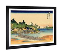 Big Box Art Framed Print of Hokusai Japanese Oriental Enoshima Design | Wall Art Picture | Home Decor for Kitchen, Living Room, Bedroom, Hallway, Black, A2 / 24.5x18 Inch / 62x45cm