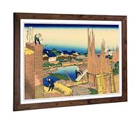 Big Box Art Framed Print of Hokusai Japanese Oriental Tatekawa Design | Wall Art Picture | Home Decor for Kitchen, Living Room, Bedroom, Hallway, Walnut, A2 / 24.5x18 Inch / 62x45cm
