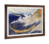 Big Box Art Framed Print of Hokusai Ocean Wave Japanese Oriental Design | Wall Art Picture | Home Decor for Kitchen, Living Room, Bedroom, Hallway, Walnut, A2 / 24.5x18 Inch / 62x45cm