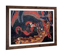 Big Box Art Framed Print of Hokusai Phoenix Katsushika HokusaiJapanese Oriental Design | Wall Art Picture| Home Decor for Living Room, Bedroom, Office, Walnut, A2 / 24.5x18 Inch / 62x45cm