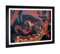 Big Box Art Framed Print of Hokusai Phoenix Katsushika HokusaiJapanese Oriental Design | Wall Art Picture| Home Decor for Living Room, Bedroom, Office, Black, A2 / 24.5x18 Inch / 62x45cm
