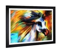 Big Box Art Framed Print of Horse Abstract Colourful Design | Wall Art Picture | Home Decor for Kitchen, Living, Dining Room, Bedroom, Hallway, Office, Black, A2 / 24.5x18 Inch / 62x45cm