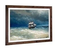 Big Box Art Framed Print of Ivan Aivazovsky Sailing Ship Design | Wall Art Picture | Home Decor for Kitchen, Living, Dining Room, Bedroom, Hallway, Office, Walnut, A2 / 24.5x18 Inch / 62x45cm