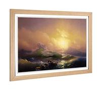 Big Box Art Framed Print of Ivan Aivazovsky The Ninth Wave Design | Wall Art Picture | Home Decor for Kitchen, Living, Dining Room, Bedroom, Hallway, Office, Oak, A2 / 24.5x18 Inch / 62x45cm