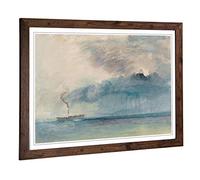 Big Box Art Framed Print of J.M.W (Joseph Mallord William Turner) A Paddle Steamer Design | Wall Art Picture| Home Decor for Living Room, Bedroom, Office, Walnut, A2 / 24.5x18 Inch / 62x45cm