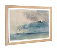 Big Box Art Framed Print of J.M.W (Joseph Mallord William Turner) A Paddle Steamer Design | Wall Art Picture| Home Decor for Living Room, Bedroom, Office, Oak, A2 / 24.5x18 Inch / 62x45cm