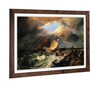 Big Box Art Framed Print of J.M.W (Joseph Mallord William Turner) Calais Pier Design | Wall Art Picture| Home Decor for Living Room, Bedroom, Office, Walnut, A2 / 24.5x18 Inch / 62x45cm