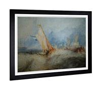Big Box Art Framed Print of J.M.W (Joseph Mallord William Turner) Ship at Sea Design | Wall Art Picture| Home Decor for Living Room, Bedroom, Office, Black, A2 / 24.5x18 Inch / 62x45cm