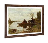 Big Box Art Framed Print of Jacob Maris Ferry Design | Wall Art Picture | Home Decor for Kitchen, Living, Dining Room, Lounge, Bedroom, Hallway, Office, Walnut, A2 / 24.5x18 Inch / 62x45cm