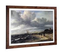 Big Box Art Framed Print of Jacob Ruisdael The Shore at Egmond Design | Wall Art Picture | Home Decor for Kitchen, Living Room, Bedroom, Hallway, Walnut, A2 / 24.5x18 Inch / 62x45cm