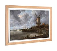 Big Box Art Framed Print of Jacob Ruisdael The Windmill Design | Wall Art Picture | Home Decor for Kitchen, Living, Dining Room, Bedroom, Hallway, Office, Oak, A2 / 24.5x18 Inch / 62x45cm