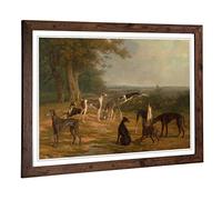 Big Box Art Framed Print of Jacques-Laurent Agasse Greyhounds Design | Wall Art Picture | Home Decor for Kitchen, Living Room, Bedroom, Hallway, Walnut, A2 / 24.5x18 Inch / 62x45cm