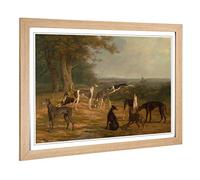 Big Box Art Framed Print of Jacques-Laurent Agasse Greyhounds Design | Wall Art Picture | Home Decor for Kitchen, Living Room, Bedroom, Hallway, Oak, A2 / 24.5x18 Inch / 62x45cm