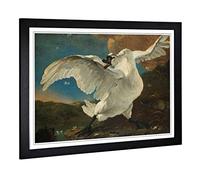 Big Box Art Framed Print of Jan Asselijn The Threatened Swan Design | Wall Art Picture | Home Decor for Kitchen, Living Room, Bedroom, Hallway, Black, A2 / 24.5x18 Inch / 62x45cm