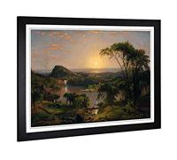 Big Box Art Framed Print of Jasper Francis Cropsey Summer, Lake Ontario Design | Wall Art Picture | Home Decor for Kitchen, Living Room, Bedroom, Hallway, Black, A2 / 24.5x18 Inch / 62x45cm