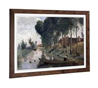 Big Box Art Framed Print of Jean-Baptiste Camille Corot Boat in Lake Design | Wall Art Picture | Home Decor for Kitchen, Living Room, Bedroom, Hallway, Walnut, A2 / 24.5x18 Inch / 62x45cm