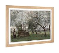 Big Box Art Framed Print of Jean-Baptiste Camille Corot Woman Working Design | Wall Art Picture | Home Decor for Kitchen, Living Room, Bedroom, Hallway, Oak, A2 / 24.5x18 Inch / 62x45cm