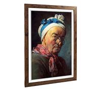 Big Box Art Framed Print of Jean Chardin Self Portrait Design | Wall Art Picture | Home Decor for Kitchen, Living, Dining Room, Bedroom, Hallway, Office, Walnut, A2 / 24.5x18 Inch / 62x45cm