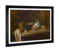 Big Box Art Framed Print of Jean Chardin Still Life (1) Design | Wall Art Picture | Home Decor for Kitchen, Living, Dining Room, Bedroom, Hallway, Office, Black, A2 / 24.5x18 Inch / 62x45cm
