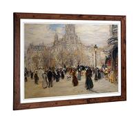 Big Box Art Framed Print of Jean-Francois Raffaelli Place St Augustin Design | Wall Art Picture | Home Decor for Kitchen, Living Room, Bedroom, Hallway, Walnut, A2 / 24.5x18 Inch / 62x45cm