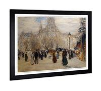 Big Box Art Framed Print of Jean-Francois Raffaelli Place St Augustin Design | Wall Art Picture | Home Decor for Kitchen, Living Room, Bedroom, Hallway, Black, A2 / 24.5x18 Inch / 62x45cm