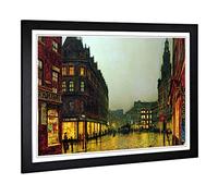Big Box Art Framed Print of John Atkinson Grimshaw Boar Lane, Leeds Design | Wall Art Picture | Home Decor for Kitchen, Living Room, Bedroom, Hallway, Black, A2 / 24.5x18 Inch / 62x45cm