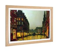 Big Box Art Framed Print of John Atkinson Grimshaw Boar Lane, Leeds Design | Wall Art Picture | Home Decor for Kitchen, Living Room, Bedroom, Hallway, Oak, A2 / 24.5x18 Inch / 62x45cm