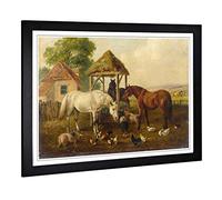 Big Box Art Framed Print of John Frederick Herring Horses in The Paddock Design | Wall Art Picture | Home Decor for Kitchen, Living Room, Bedroom, Hallway, Black, A2 / 24.5x18 Inch / 62x45cm