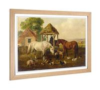 Big Box Art Framed Print of John Frederick Herring Horses in The Paddock Design | Wall Art Picture | Home Decor for Kitchen, Living Room, Bedroom, Hallway, Oak, A2 / 24.5x18 Inch / 62x45cm