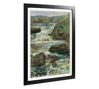 Big Box Art Framed Print of John Henry Twachtman Waterfall 2 Design | Wall Art Picture | Home Decor for Kitchen, Living Room, Bedroom, Hallway, Black, A2 / 24.5x18 Inch / 62x45cm