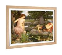 Big Box Art Framed Print of John William Waterhouse Echo and Narcissus Design | Wall Art Picture | Home Decor for Kitchen, Living Room, Bedroom, Hallway, Oak, A2 / 24.5x18 Inch / 62x45cm