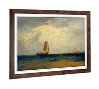 Big Box Art Framed Print of Joseph Mallord William Turner Fishing Upon he Blythe Sand Design | Wall Art Picture| Home Decor for Living Room, Bedroom, Office, Walnut, A2 / 24.5x18 Inch / 62x45cm